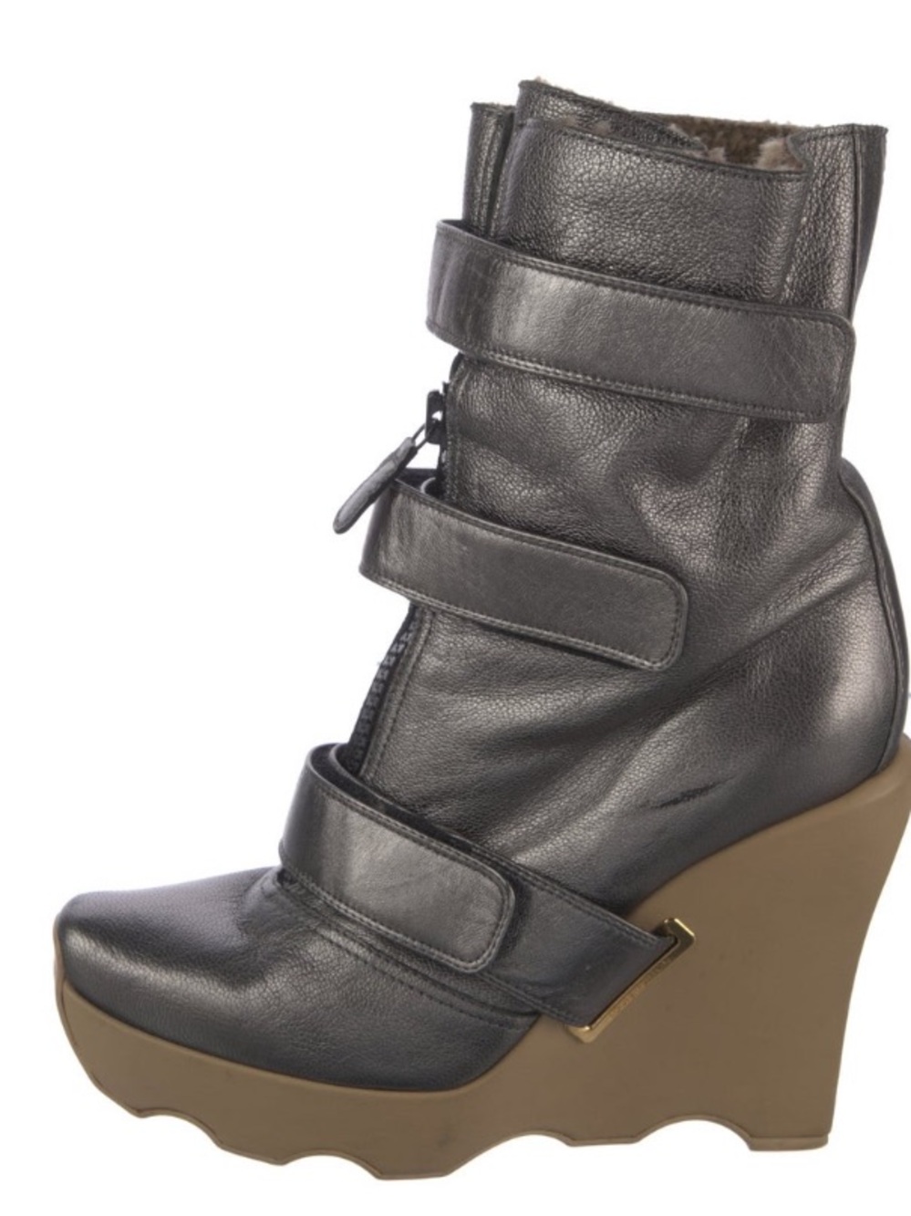 Louis Vuitton silver runway ski platform boots 38